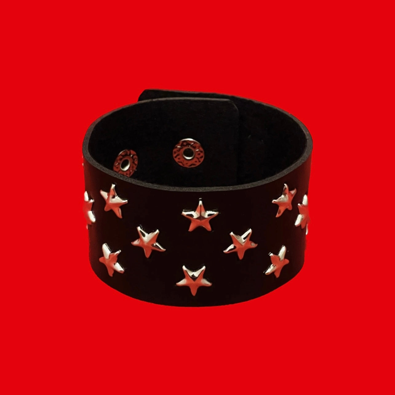 Scattered Star Stud Wide Band Faux Leather Cuff
