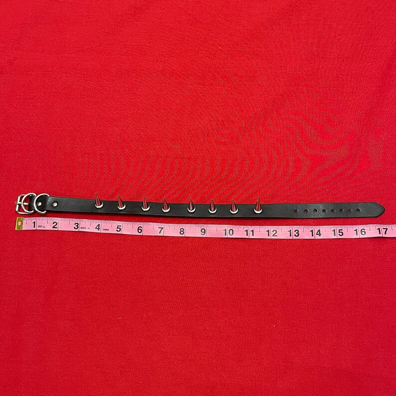 1 inch Spike 1 Row Vegan Leather Goth Choker