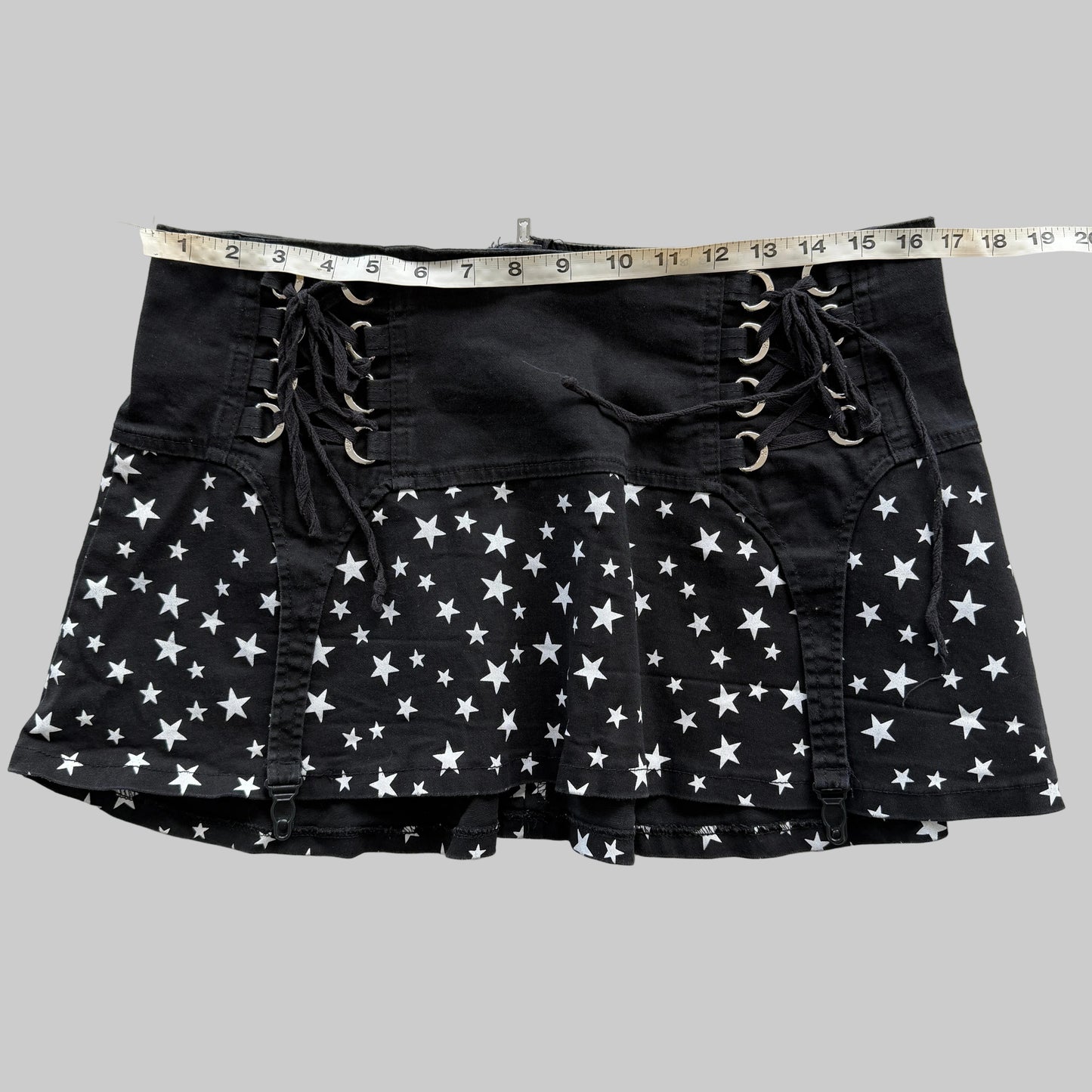 Royal Bones Lace Up Star Print Garter Pleated Skirt XL