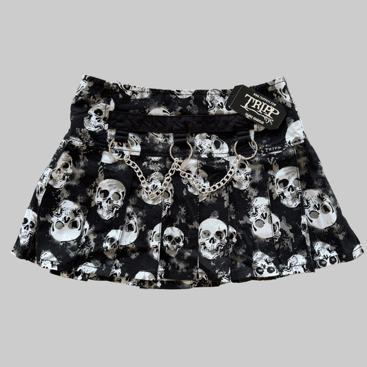 Tripp NYC Shadow Skull Chain Pleated Skirt