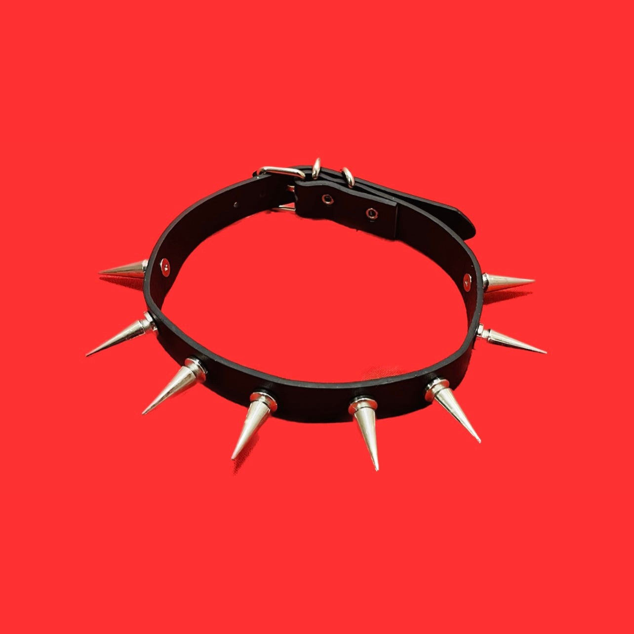 1 inch Spike 1 Row Vegan Leather Goth Choker