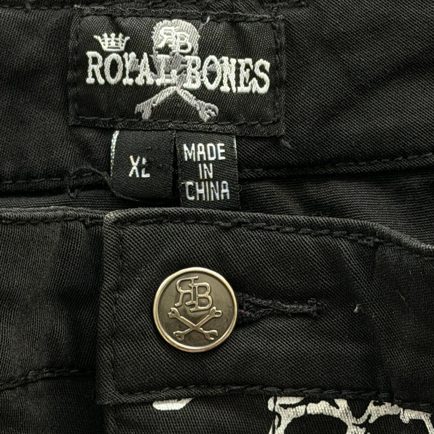 Royal Bones Skull Crossbones Split Denim Mini Skirt XL