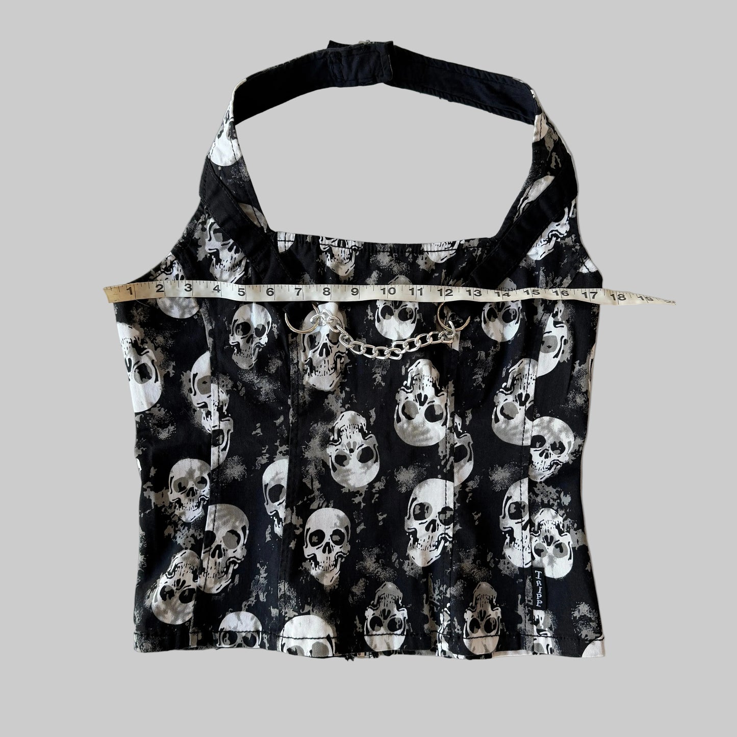 Tripp NYC Chain Skull Halter Corset Top