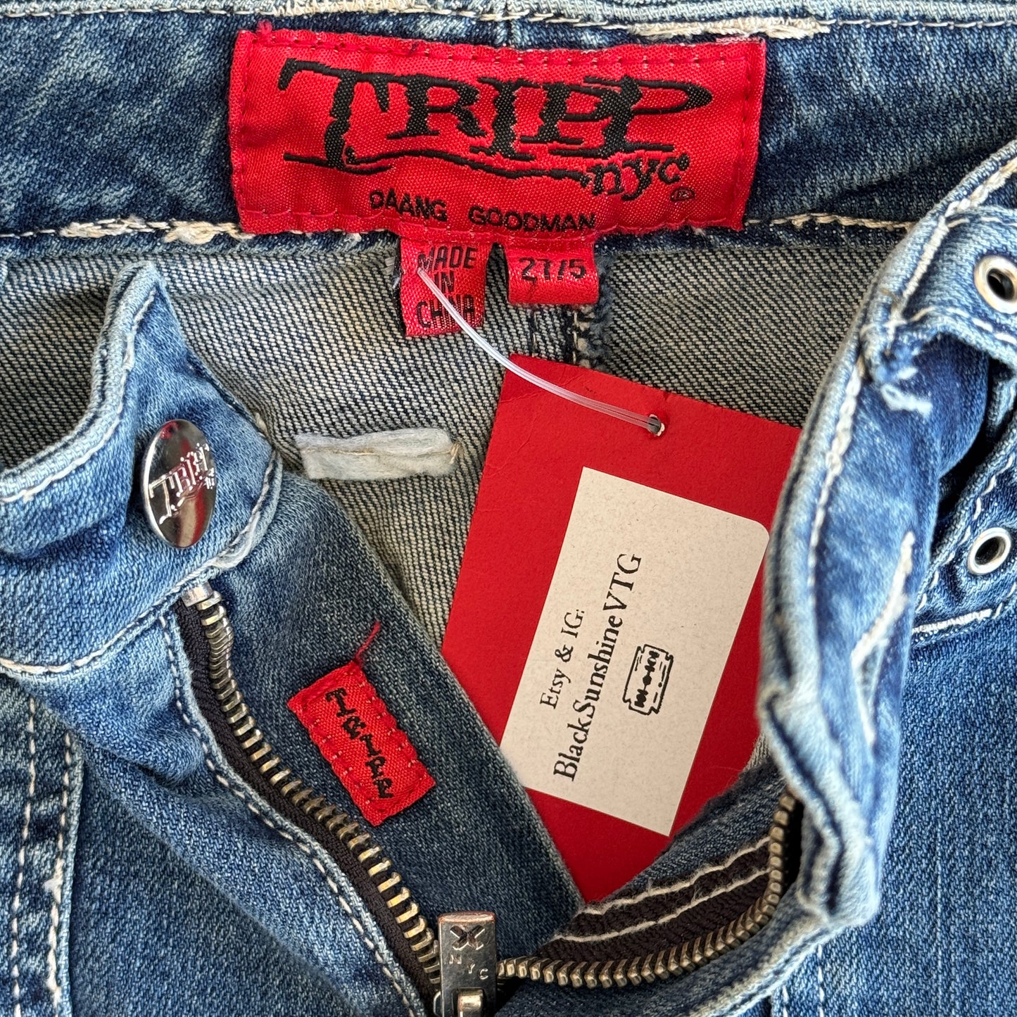 Tripp NYC Zip to Zip Blue Denim Pant