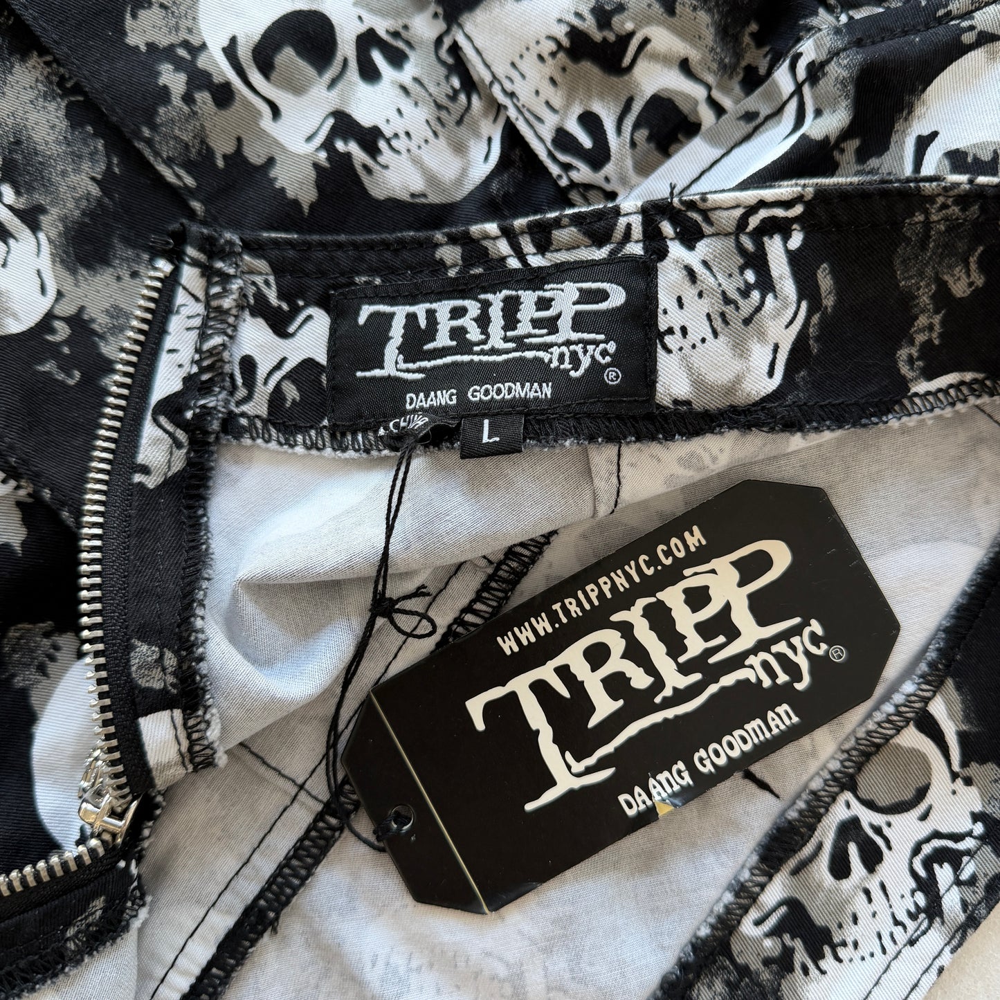 Tripp NYC Shadow Skull Chain Pleated Skirt