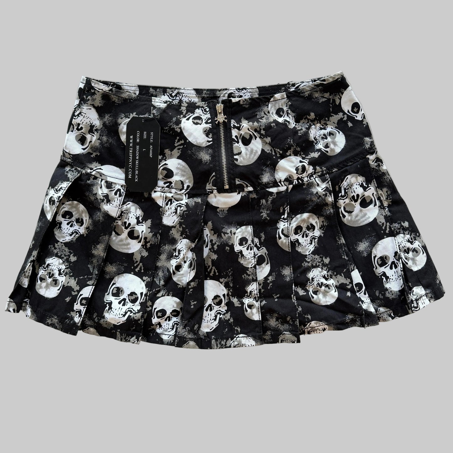 Tripp NYC Shadow Skull Chain Pleated Skirt