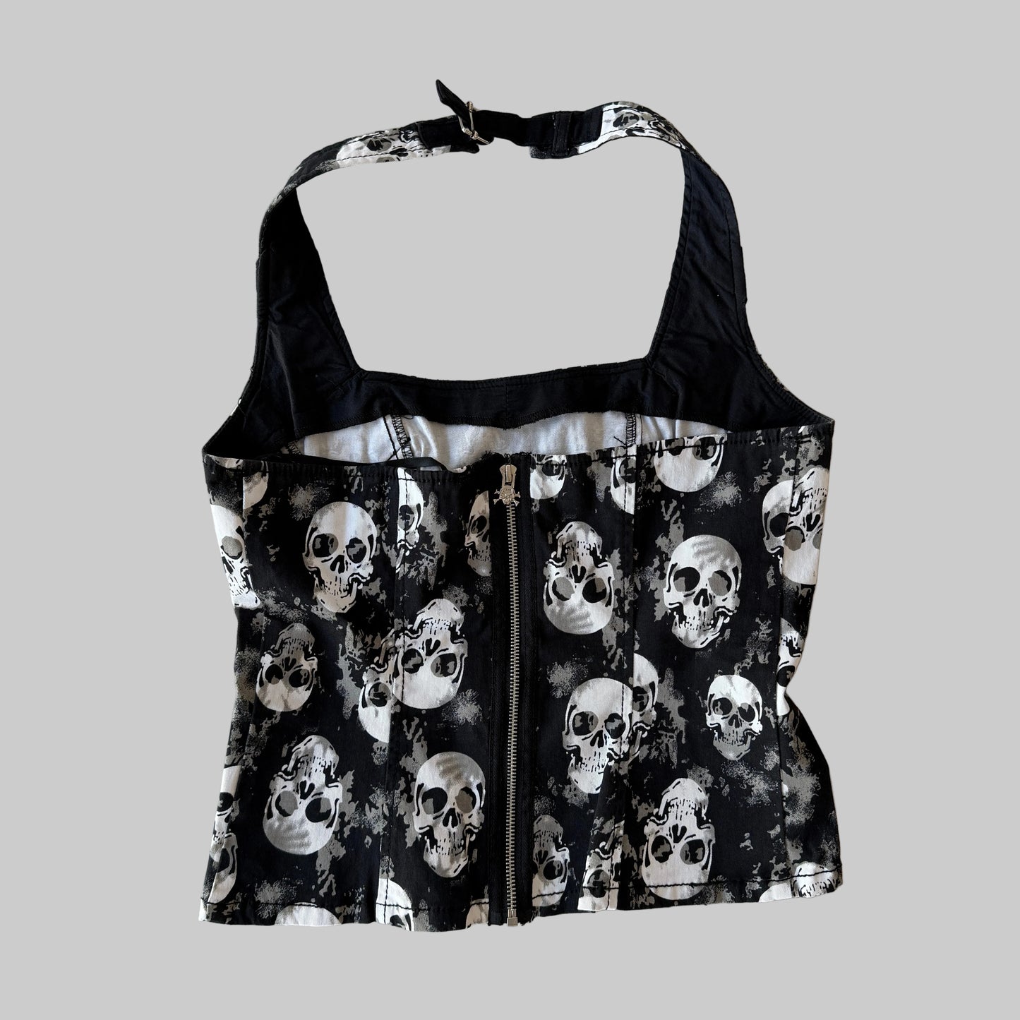 Tripp NYC Chain Skull Halter Corset Top