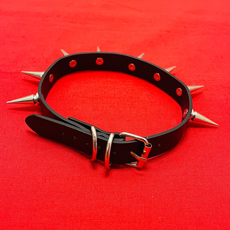 1 inch Spike 1 Row Vegan Leather Goth Choker